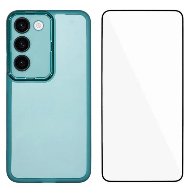 WANLONFENG DKSM Series for Samsung Galaxy S23+ TPU Case Electroplated Frame Phone Cover with Tempered Glass