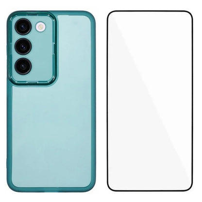 WANLONFENG DKSM Series for Samsung Galaxy S23+ TPU Case Electroplated Frame Phone Cover with Tempered Glass