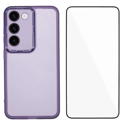WANLONFENG DKSM Series for Samsung Galaxy S23+ TPU Case Electroplated Frame Phone Cover with Tempered Glass