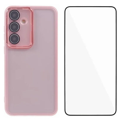 WANLONFENG DKSM Series for Samsung Galaxy A35 5G TPU Case Electroplated Frame Phone Cover with Tempered Glass
