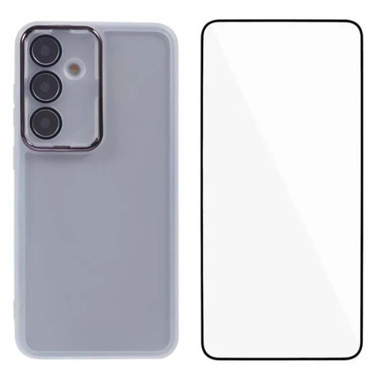 WANLONFENG DKSM Series for Samsung Galaxy A35 5G TPU Case Electroplated Frame Phone Cover with Tempered Glass