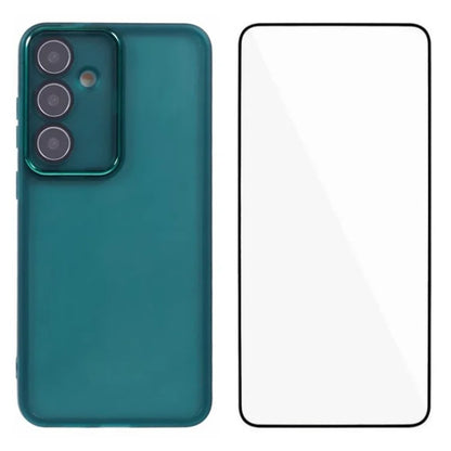 WANLONFENG DKSM Series for Samsung Galaxy A35 5G TPU Case Electroplated Frame Phone Cover with Tempered Glass