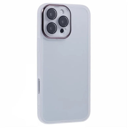 WANLONFENG DKSM Series for iPhone 16 Pro Max TPU Case Electroplated Frame Phone Cover with Tempered Glass