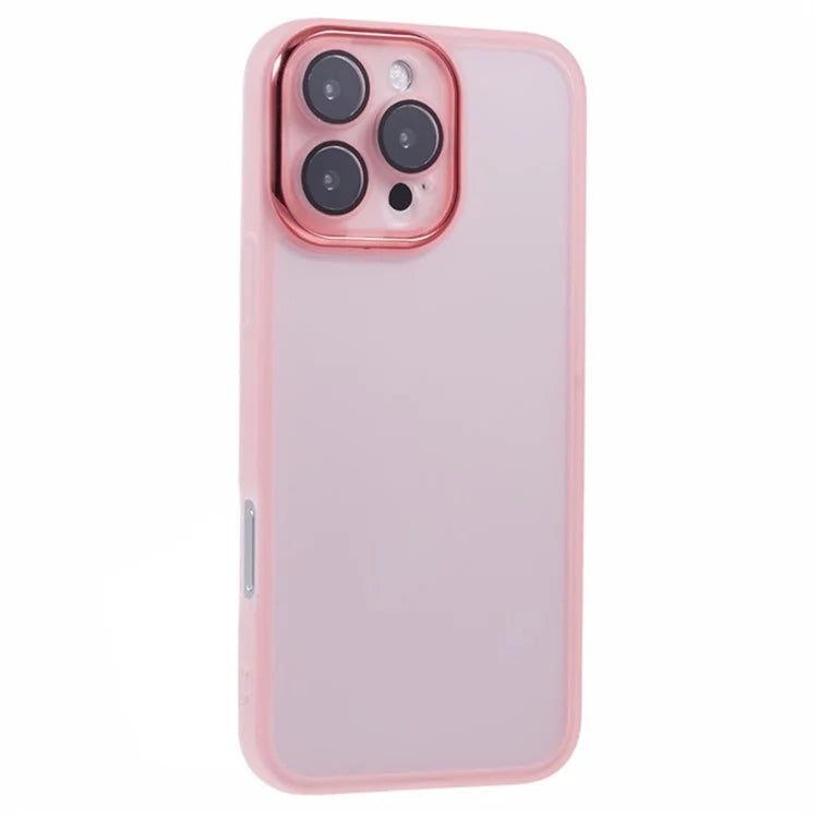 WANLONFENG DKSM Series for iPhone 16 Pro Max TPU Case Electroplated Frame Phone Cover with Tempered Glass