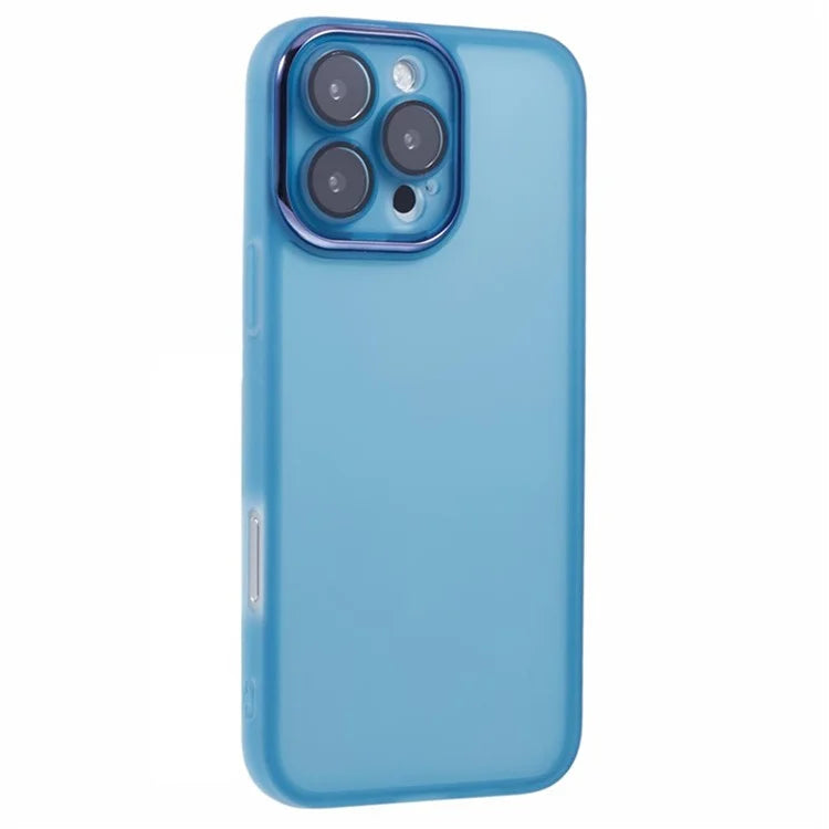 WANLONFENG DKSM Series for iPhone 16 Pro Max TPU Case Electroplated Frame Phone Cover with Tempered Glass