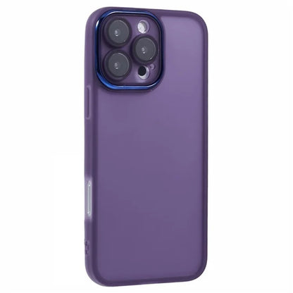 WANLONFENG DKSM Series for iPhone 16 Pro Max TPU Case Electroplated Frame Phone Cover with Tempered Glass