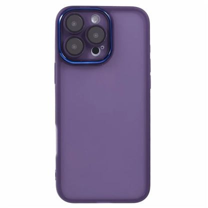 WANLONFENG DKSM Series for iPhone 16 Pro Max TPU Case Electroplated Frame Phone Cover with Tempered Glass