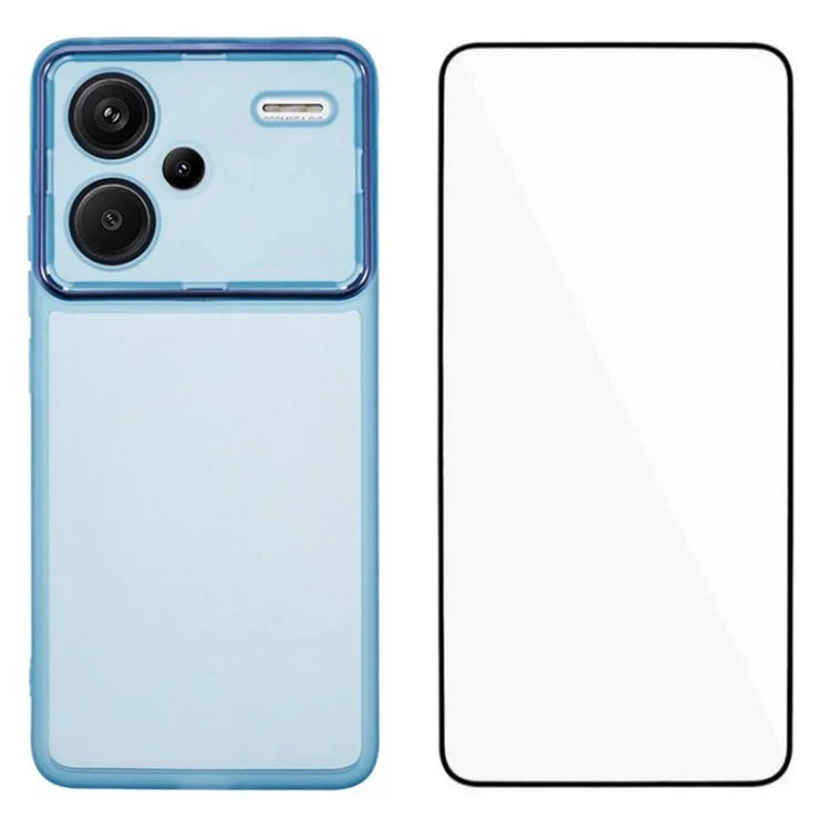 WANLONFENG DKSM Series for Xiaomi Redmi Note 13 Pro+ 5G TPU Case Electroplated Frame Phone Cover with Tempered Glass