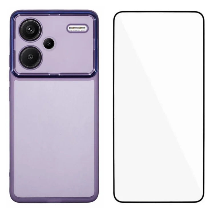 WANLONFENG DKSM Series for Xiaomi Redmi Note 13 Pro+ 5G TPU Case Electroplated Frame Phone Cover with Tempered Glass