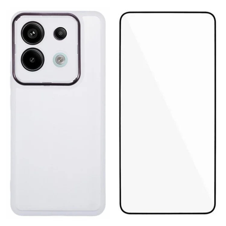 WANLONFENG DKSM Series for Xiaomi Poco X6 5G  /  Redmi Note 13 Pro 5G TPU Case Electroplated Frame with Tempered Glass