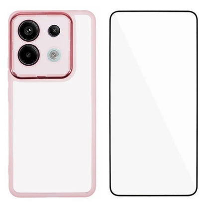 WANLONFENG DKSM Series for Xiaomi Poco X6 5G  /  Redmi Note 13 Pro 5G TPU Case Electroplated Frame with Tempered Glass