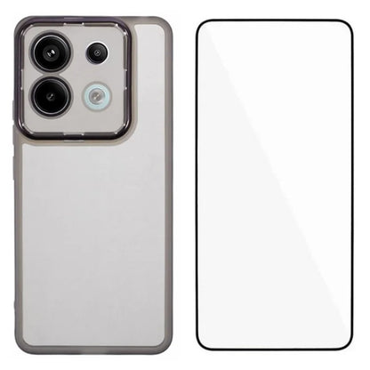 WANLONFENG DKSM Series for Xiaomi Poco X6 5G  /  Redmi Note 13 Pro 5G TPU Case Electroplated Frame with Tempered Glass