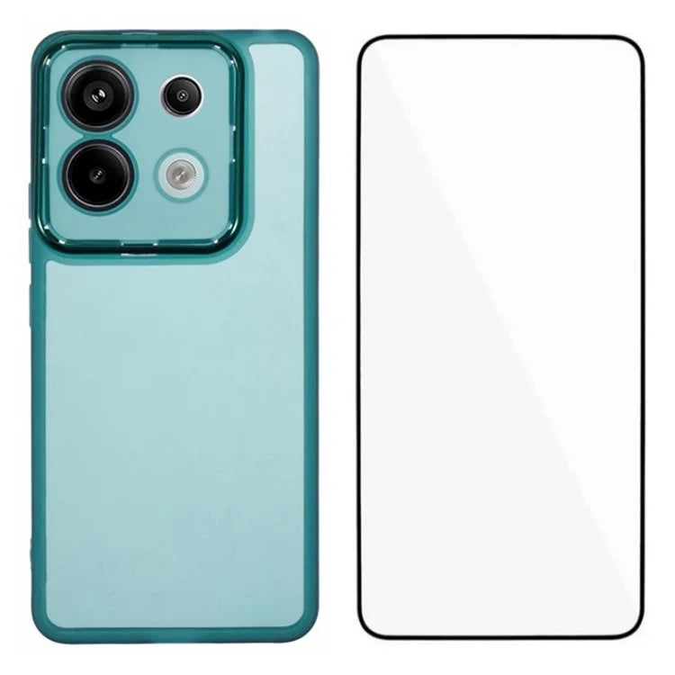 WANLONFENG DKSM Series for Xiaomi Poco X6 5G  /  Redmi Note 13 Pro 5G TPU Case Electroplated Frame with Tempered Glass