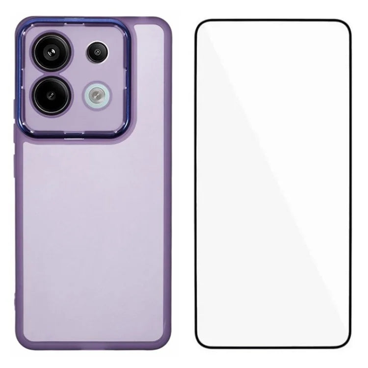 WANLONFENG DKSM Series for Xiaomi Poco X6 5G  /  Redmi Note 13 Pro 5G TPU Case Electroplated Frame with Tempered Glass