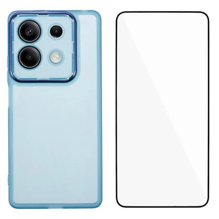 WANLONFENG DKSM Series for Xiaomi Redmi Note 13 5G TPU Case Electroplated Frame with Tempered Glass