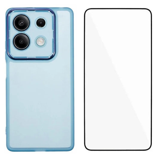 WANLONFENG DKSM Series for Xiaomi Redmi Note 13 5G TPU Case Electroplated Frame with Tempered Glass