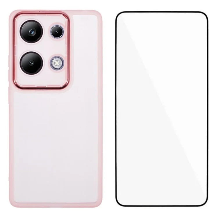 WANLONFENG DKSM Series for Xiaomi Poco M6 Pro 4G  /  Redmi Note 13 Pro 4G TPU Case Electroplated Frame with Tempered Glass