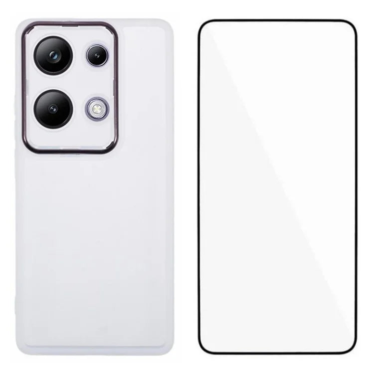 WANLONFENG DKSM Series for Xiaomi Poco M6 Pro 4G  /  Redmi Note 13 Pro 4G TPU Case Electroplated Frame with Tempered Glass