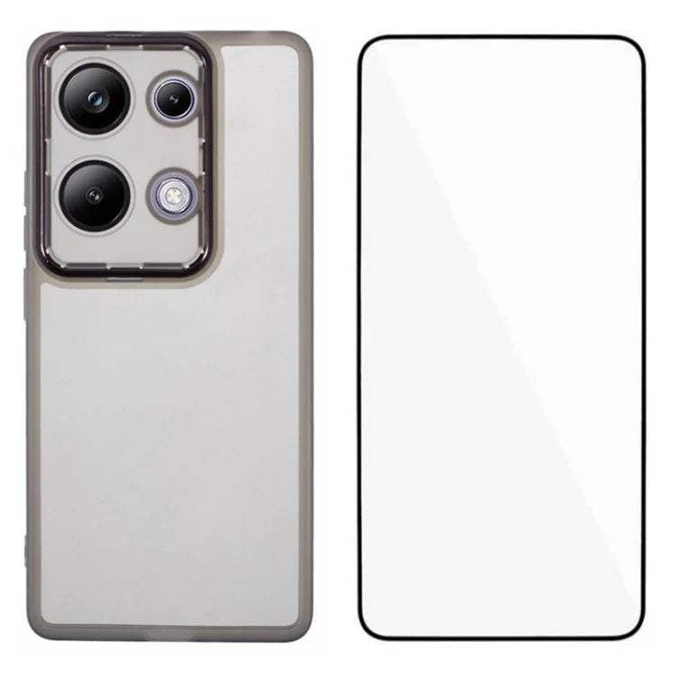 WANLONFENG DKSM Series for Xiaomi Poco M6 Pro 4G  /  Redmi Note 13 Pro 4G TPU Case Electroplated Frame with Tempered Glass