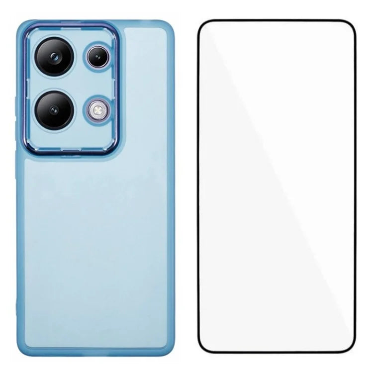 WANLONFENG DKSM Series for Xiaomi Poco M6 Pro 4G  /  Redmi Note 13 Pro 4G TPU Case Electroplated Frame with Tempered Glass