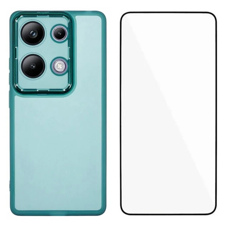 WANLONFENG DKSM Series for Xiaomi Poco M6 Pro 4G  /  Redmi Note 13 Pro 4G TPU Case Electroplated Frame with Tempered Glass