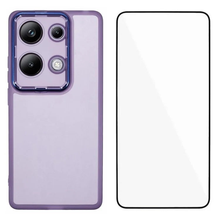 WANLONFENG DKSM Series for Xiaomi Poco M6 Pro 4G  /  Redmi Note 13 Pro 4G TPU Case Electroplated Frame with Tempered Glass
