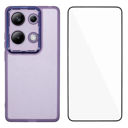 WANLONFENG DKSM Series for Xiaomi Poco M6 Pro 4G  /  Redmi Note 13 Pro 4G TPU Case Electroplated Frame with Tempered Glass