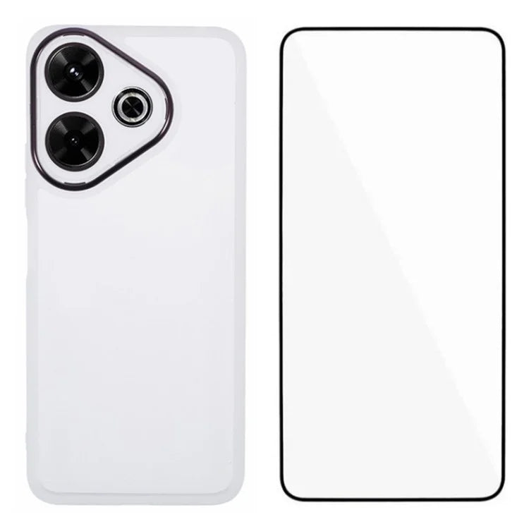 WANLONFENG DKSM Series for Xiaomi Redmi 13 5G  /  4G TPU Case Electroplated Frame with Tempered Glass