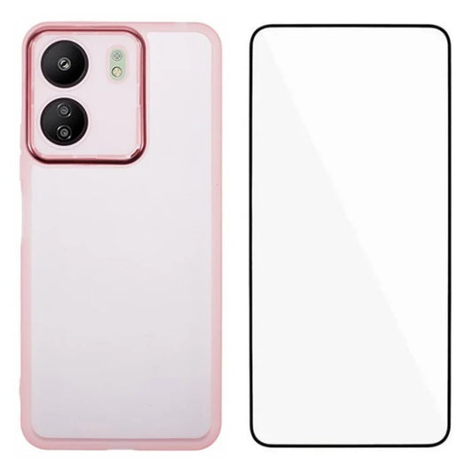 WANLONFENG DKSM Series for Xiaomi Poco C65 4G  /  Redmi 13C 4G TPU Case Electroplated Frame with Tempered Glass