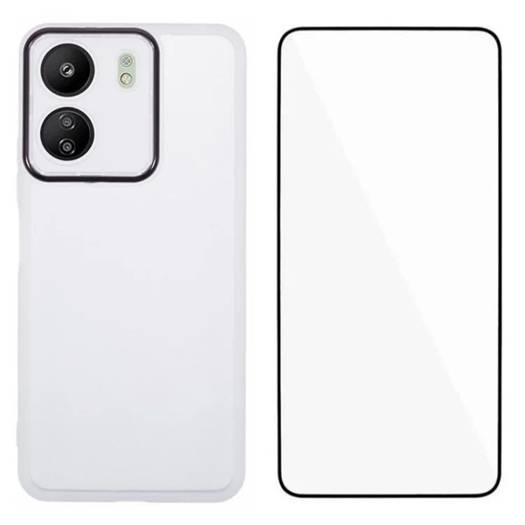 WANLONFENG DKSM Series for Xiaomi Poco C65 4G  /  Redmi 13C 4G TPU Case Electroplated Frame with Tempered Glass