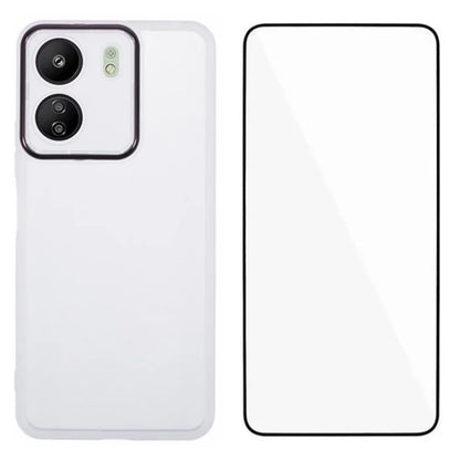 WANLONFENG DKSM Series for Xiaomi Poco C65 4G  /  Redmi 13C 4G TPU Case Electroplated Frame with Tempered Glass