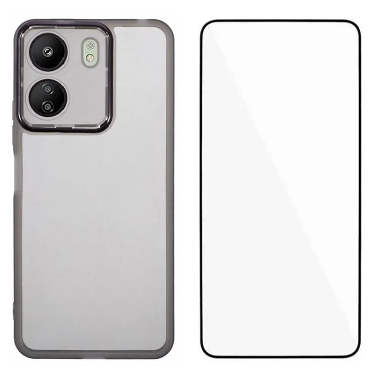 WANLONFENG DKSM Series for Xiaomi Poco C65 4G  /  Redmi 13C 4G TPU Case Electroplated Frame with Tempered Glass