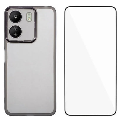 WANLONFENG DKSM Series for Xiaomi Poco C65 4G  /  Redmi 13C 4G TPU Case Electroplated Frame with Tempered Glass