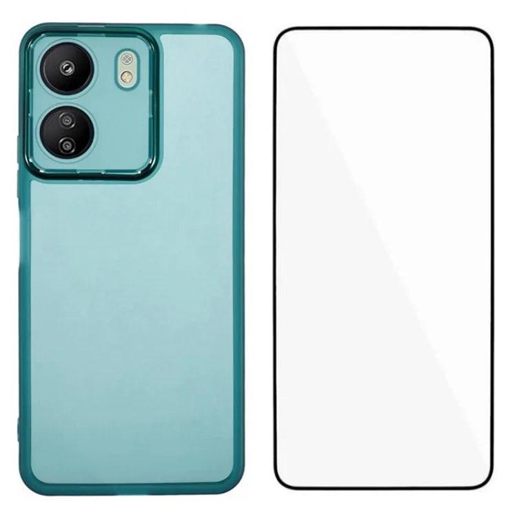 WANLONFENG DKSM Series for Xiaomi Poco C65 4G  /  Redmi 13C 4G TPU Case Electroplated Frame with Tempered Glass