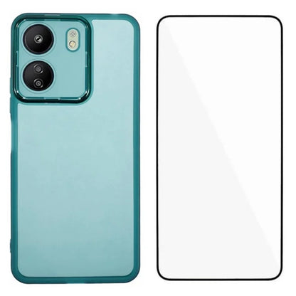 WANLONFENG DKSM Series for Xiaomi Poco C65 4G  /  Redmi 13C 4G TPU Case Electroplated Frame with Tempered Glass