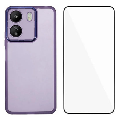 WANLONFENG DKSM Series for Xiaomi Poco C65 4G  /  Redmi 13C 4G TPU Case Electroplated Frame with Tempered Glass