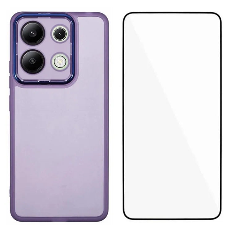 WANLONFENG DKSM Series for Xiaomi Redmi Note 13 4G TPU Case Electroplated Frame with Tempered Glass