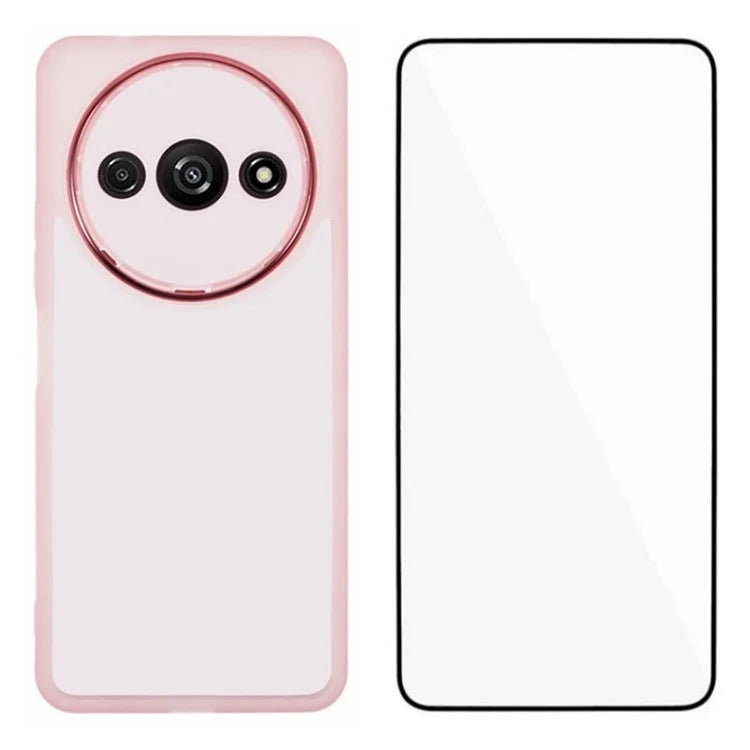 WANLONFENG DKSM Series for Xiaomi Redmi A3 4G TPU Case Electroplated Frame with Tempered Glass