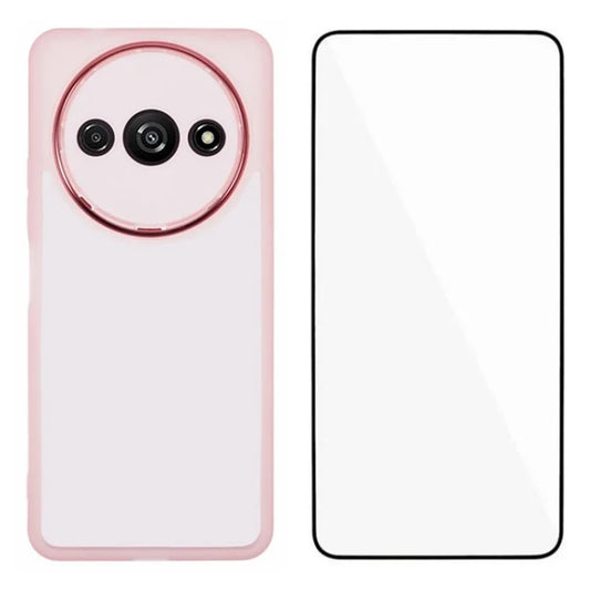 WANLONFENG DKSM Series for Xiaomi Redmi A3 4G TPU Case Electroplated Frame with Tempered Glass