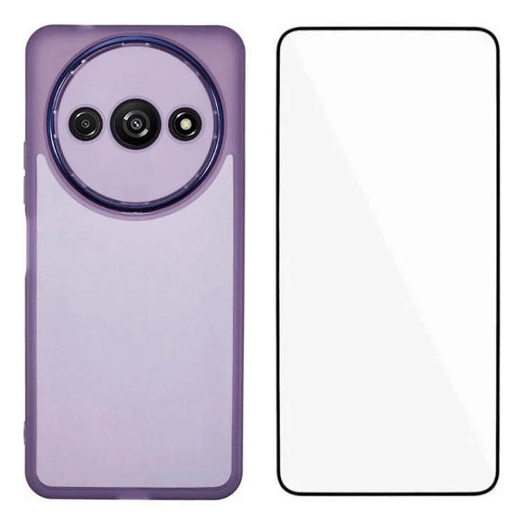 WANLONFENG DKSM Series for Xiaomi Redmi A3 4G TPU Case Electroplated Frame with Tempered Glass