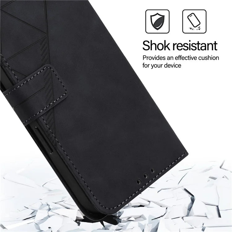 YB Imprinting Series-1 For iPhone 16 Pro Max Leather Case with Hand Strap Wallet Phone Cover