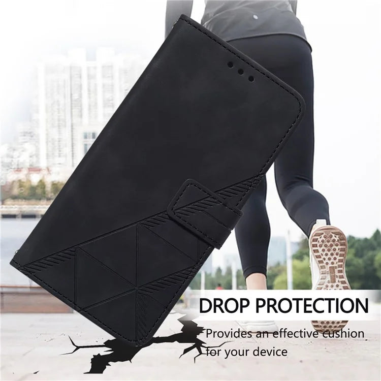 YB Imprinting Series-1 For iPhone 16 Pro Max Leather Case with Hand Strap Wallet Phone Cover