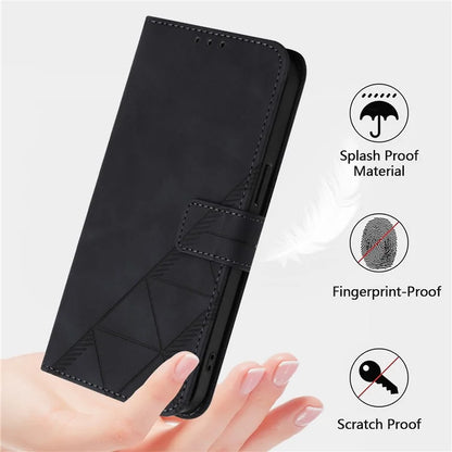YB Imprinting Series-1 For iPhone 16 Pro Max Leather Case with Hand Strap Wallet Phone Cover