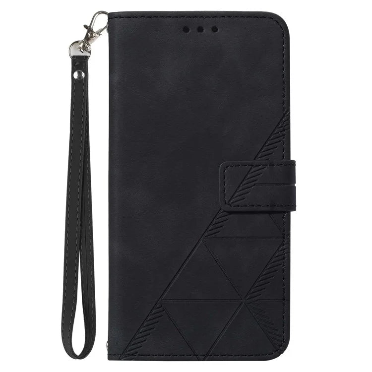 YB Imprinting Series-1 For iPhone 16 Pro Max Leather Case with Hand Strap Wallet Phone Cover