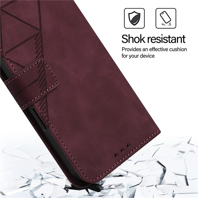 YB Imprinting Series-1 For iPhone 16 Pro Max Leather Case with Hand Strap Wallet Phone Cover