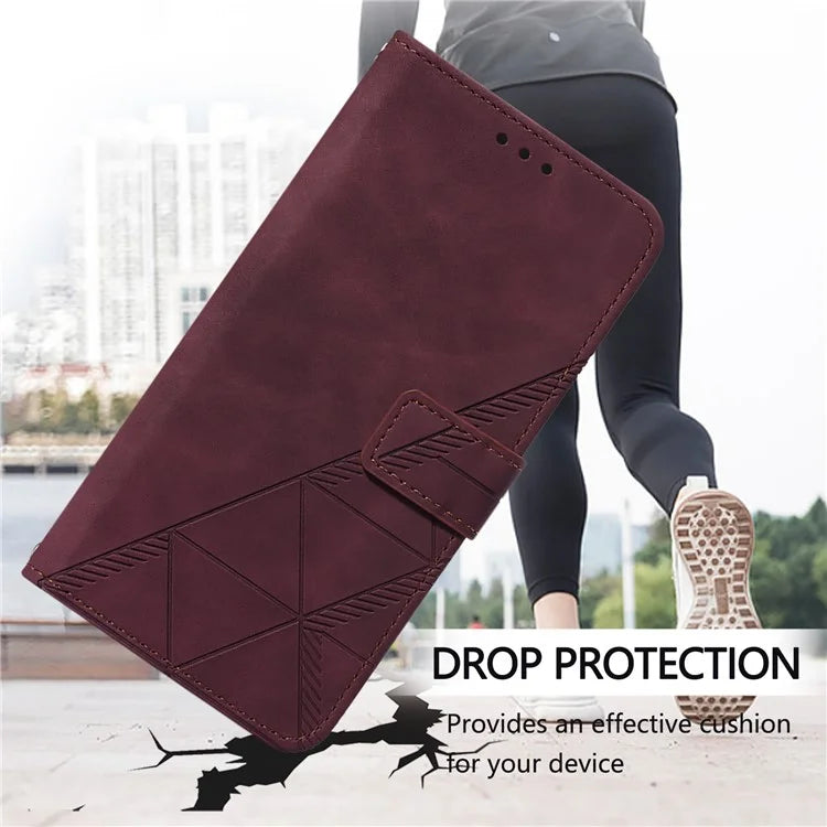 YB Imprinting Series-1 For iPhone 16 Pro Max Leather Case with Hand Strap Wallet Phone Cover