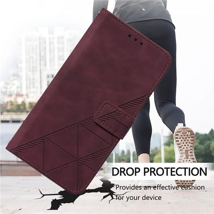 YB Imprinting Series-1 For iPhone 16 Pro Max Leather Case with Hand Strap Wallet Phone Cover