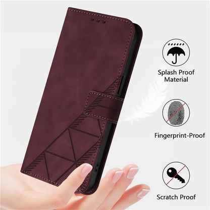 YB Imprinting Series-1 For iPhone 16 Pro Max Leather Case with Hand Strap Wallet Phone Cover
