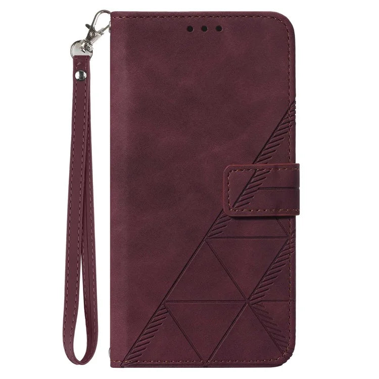 YB Imprinting Series-1 For iPhone 16 Pro Max Leather Case with Hand Strap Wallet Phone Cover