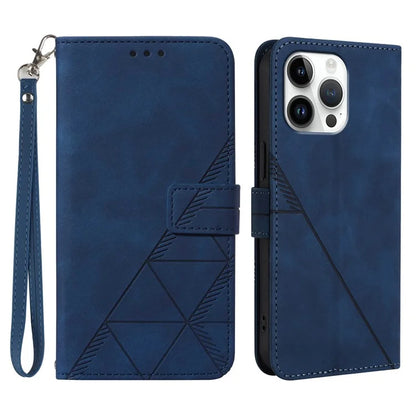 YB Imprinting Series-1 For iPhone 16 Pro Max Leather Case with Hand Strap Wallet Phone Cover